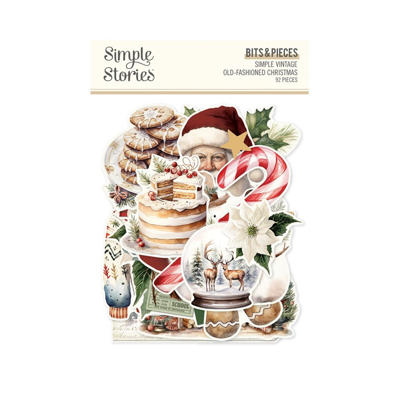 Simple Stories Simple Vintage Old-Fashioned Christmas Bits & Pieces 92pz
