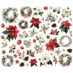 Simple Stories Simple Vintage Old-Fashioned Christmas FLORAL Bits & Pieces 51pz