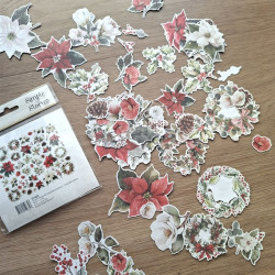 Simple Stories Simple Vintage Old-Fashioned Christmas FLORAL Bits & Pieces 51pz