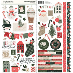 Simple Stories Mistletoe & Holly Cardstock Stickers Icons 30x30cm