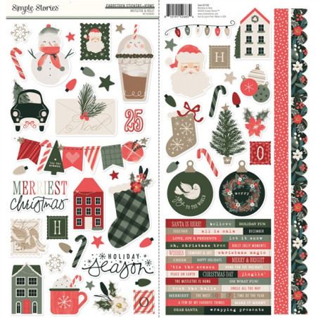 Simple Stories Mistletoe & Holly Cardstock Stickers Icons 30x30cm