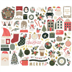 Simple Stories Mistletoe & Holly Chipboard Pieces 66pz