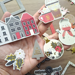 Simple Stories Mistletoe & Holly Chipboard Pieces 66pz