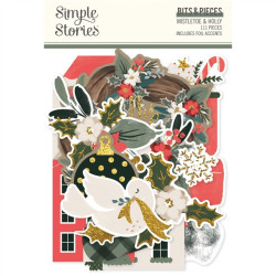 Simple Stories Mistletoe & Holly Bits & Pieces 111pz