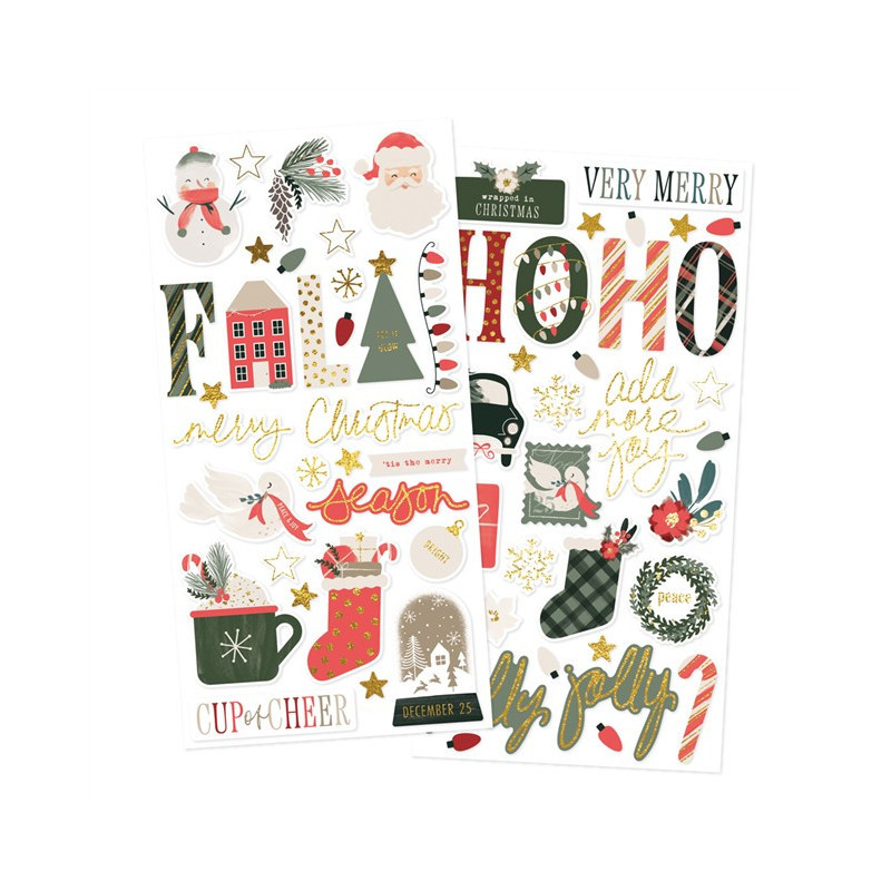 Simple Stories Mistletoe & Holly Foam Stickers 61pz