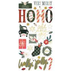 Simple Stories Mistletoe & Holly Foam Stickers 61pz