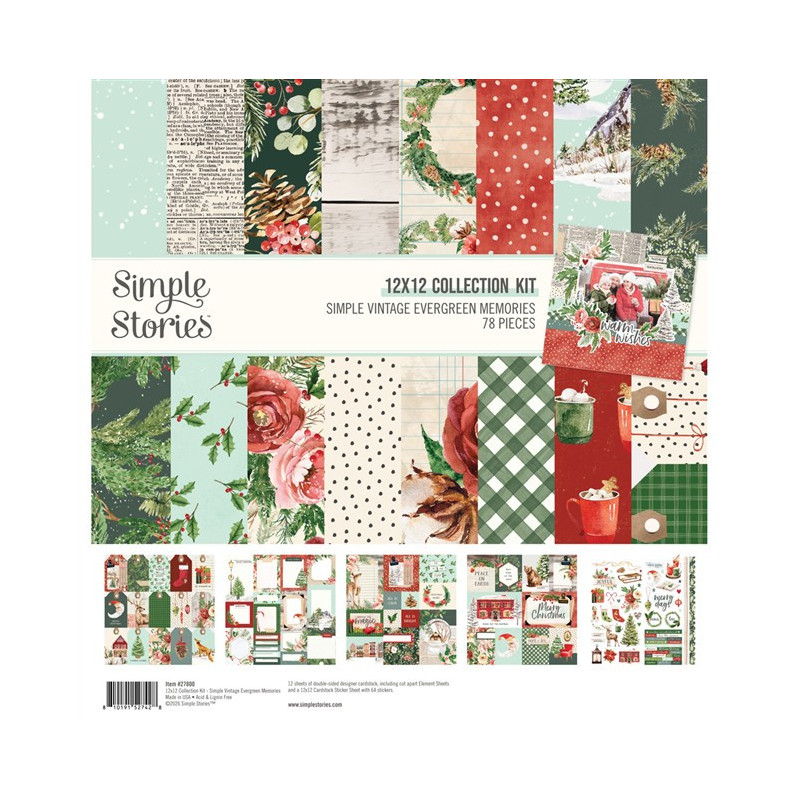 Simple Stories Simple Vintage Evergreen Memories Collection Kit 30x30cm