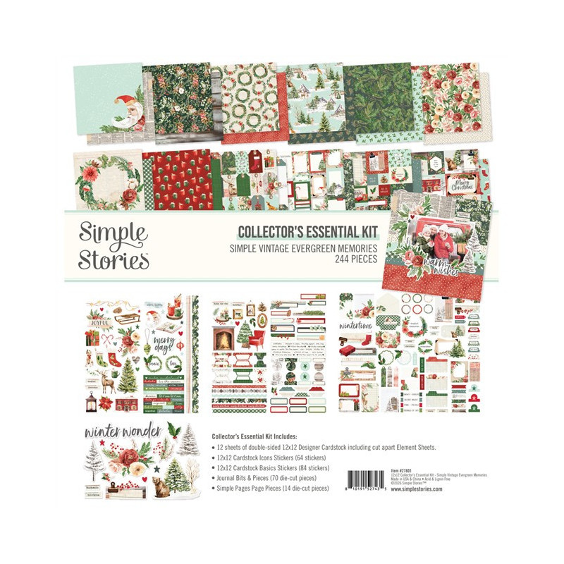 Simple Stories Simple Vintage Evergreen Memories Collectors Essential Kit 244pezzi
