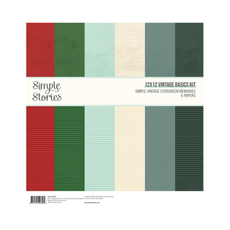 Simple Stories Simple Vintage Evergreen Memories Basics Kit 30x30cm