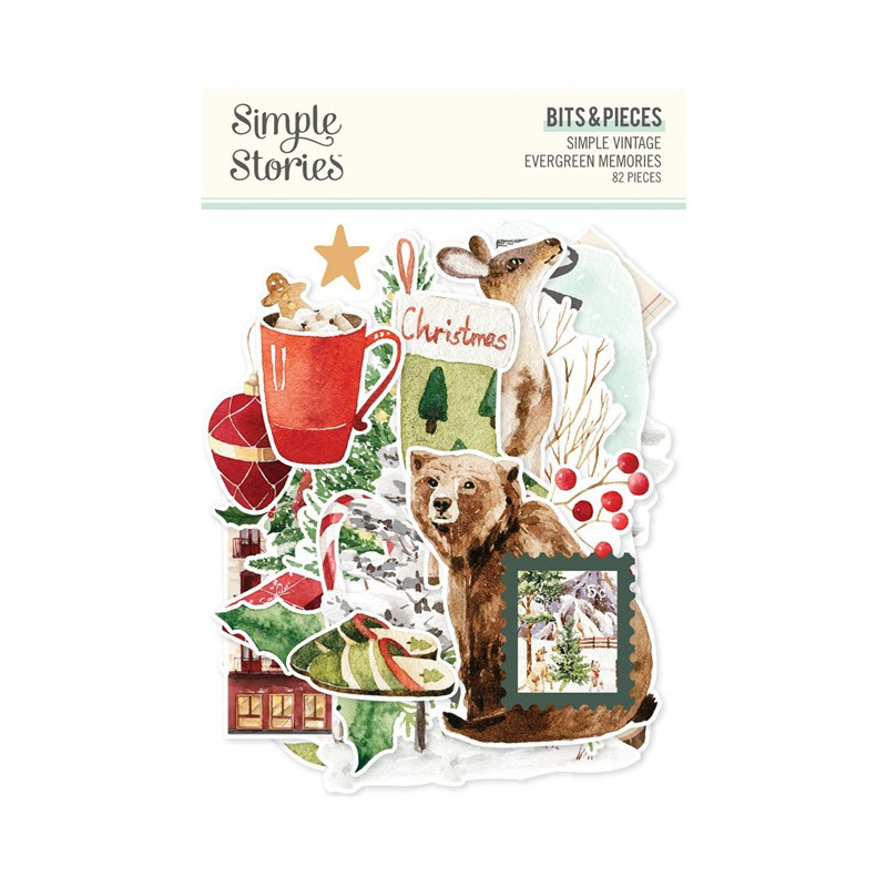 Simple Stories Simple Vintage Evergreen Memories Bits & Pieces 82pz