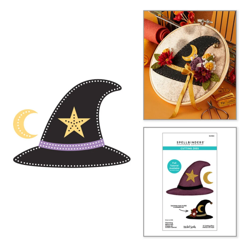 Spellbinders Halloween Felt Stitch & Create Felt Etched Dies Charming Witch Hat by Nichol Spohr