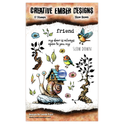 Creative Ember Designs The Travelers A6 Stamp Set Slow Down by Leonie Pujol