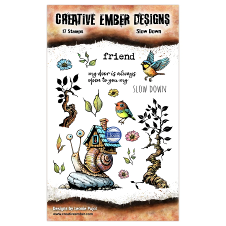 Creative Ember Designs The Travelers A6 Stamp Set Slow Down by Leonie Pujol
