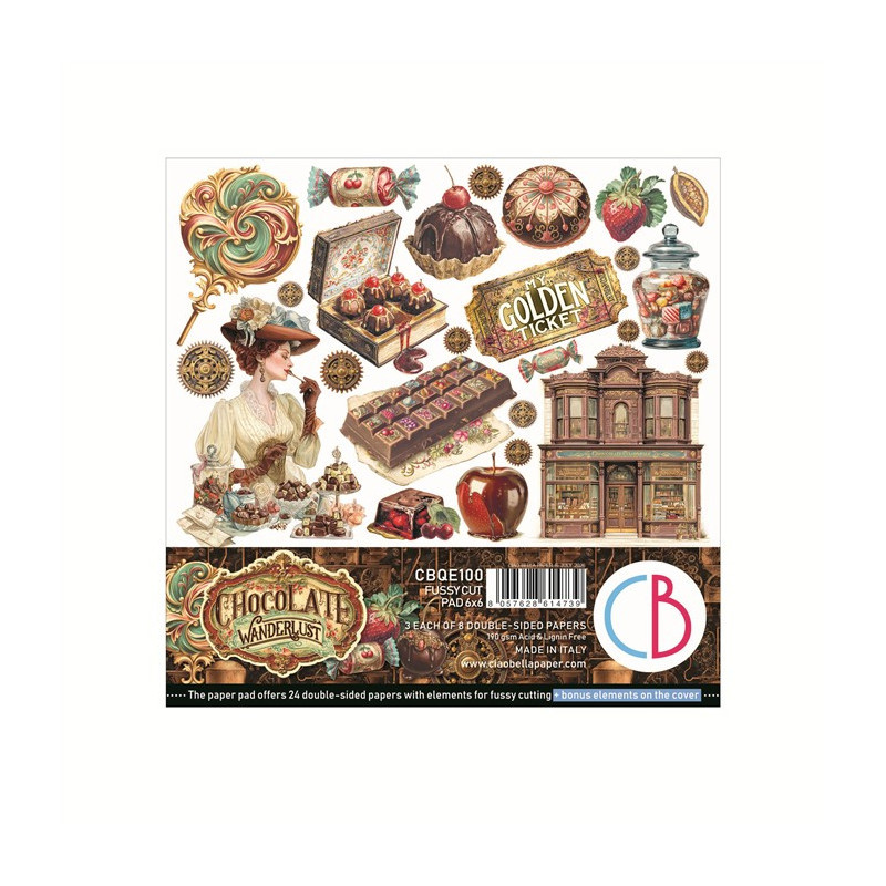 Ciao Bella Chocolate Wanderlust Fussy Cut Pad 15x15cm