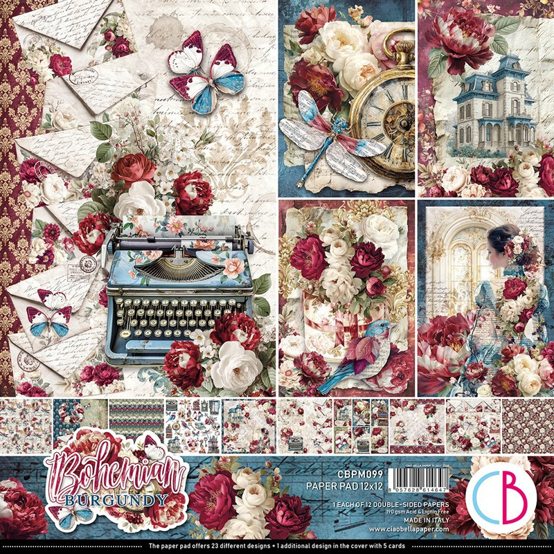 Ciao Bella BOHEMIAN BURGUNDY Paper Pad 30x30cm