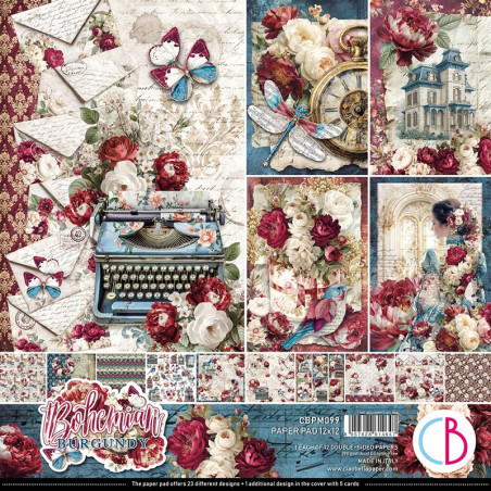 Ciao Bella BOHEMIAN BURGUNDY Paper Pad 30x30cm
