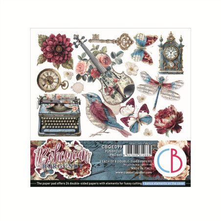 Ciao Bella BOHEMIAN BURGUNDY Fussy Cut Pad 15x15cm