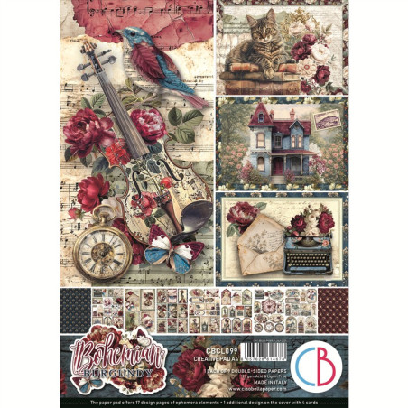 Ciao Bella BOHEMIAN BURGUNDY Creative Pad A4