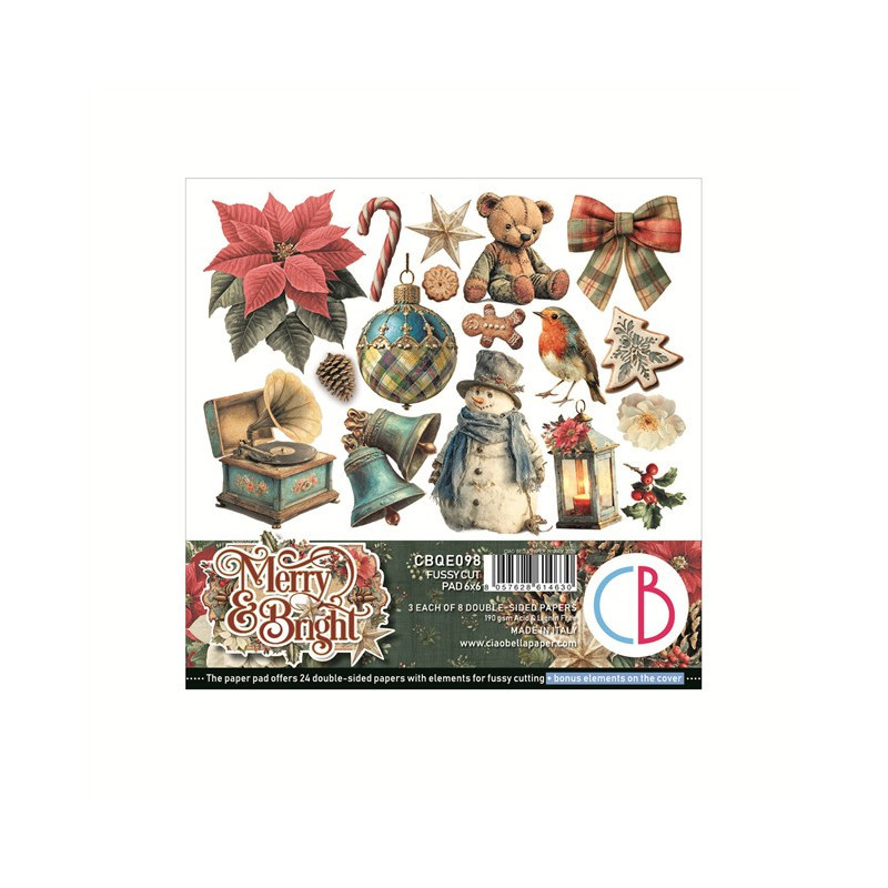Ciao Bella MERRY & BRIGHT Fussy Cut Pad 15x15cm