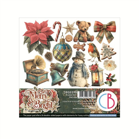 Ciao Bella MERRY & BRIGHT Fussy Cut Pad 15x15cm