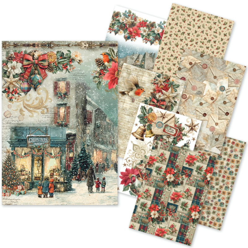 Ciao Bella MERRY & BRIGHT A5 Rice Paper Mixed 8fogli