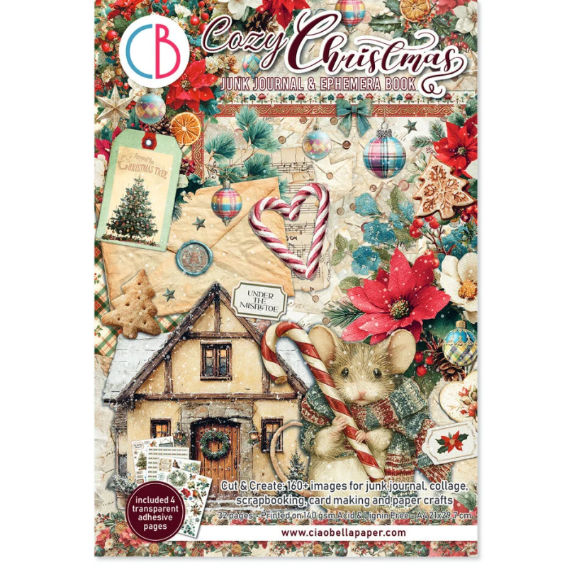 Ciao Bella Cozy Christmas A4 Junk Journal Ephemera Book 32pz