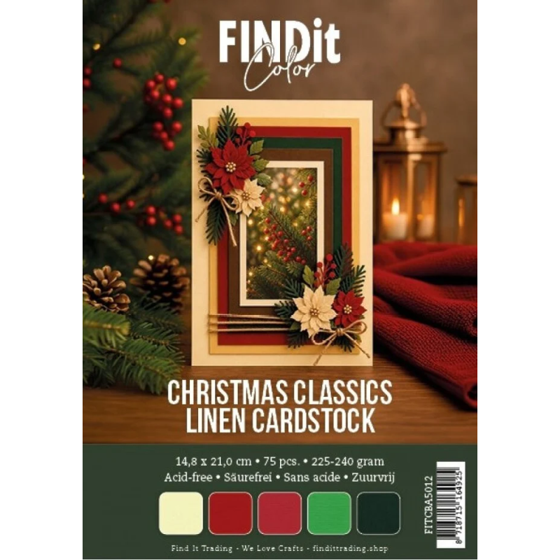 Linen Cardstock A5 Christmas Classics 75 FOGLI