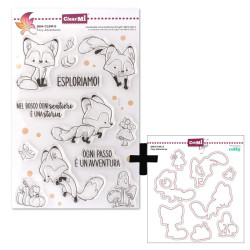 SET Timbro Clear-Mi 2654-CLEM-E Foxy Adventures + Fustelle Cut-Mi 88618-CML-E