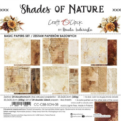 Craft o' Clock Shades Of Nature Paper COLLECTION and BASIC designs Set 20x20cm 24fg