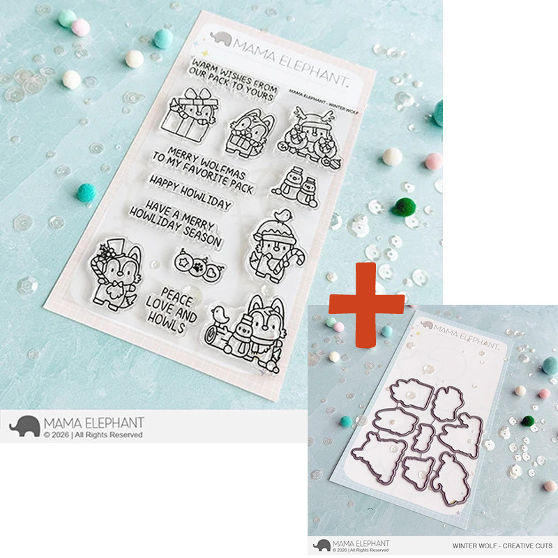 Mama Elephant WINTER WOLF SET Clear Stamp + CUTS