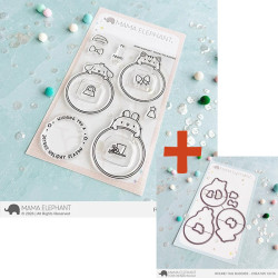 ama Elephant ROUND TAG BUDDIES SET Clear Stamp + CUTS