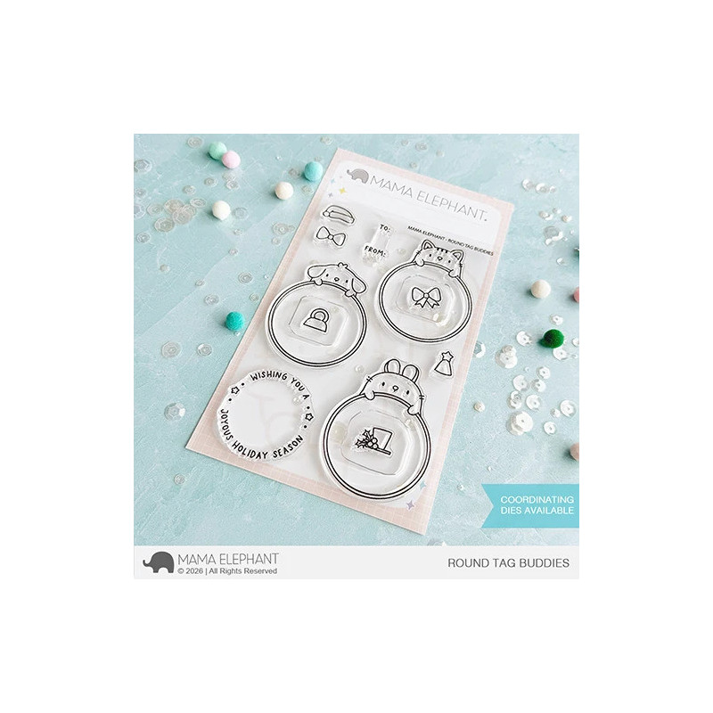 Mama Elephant ROUND TAG BUDDIES Clear Stamp