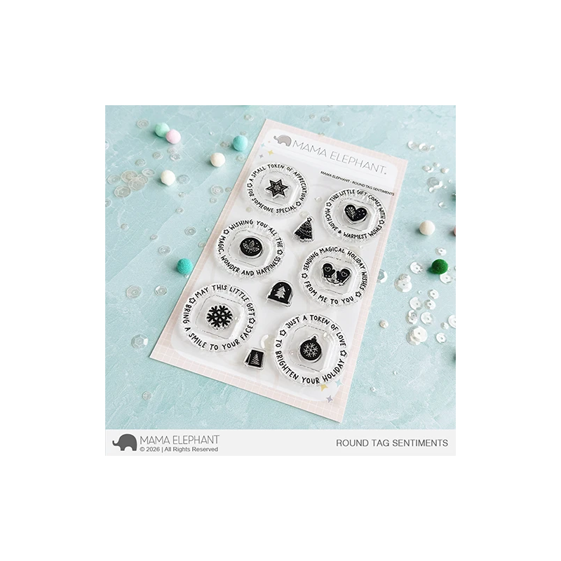 Mama Elephant ROUND TAG SENTIMENTS Clear Stamp