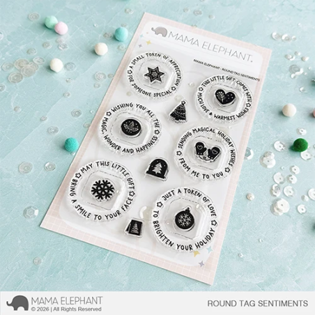 Mama Elephant ROUND TAG SENTIMENTS Clear Stamp