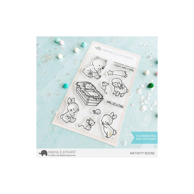 Mama Elephant NATIVITY SCENE Clear Stamp