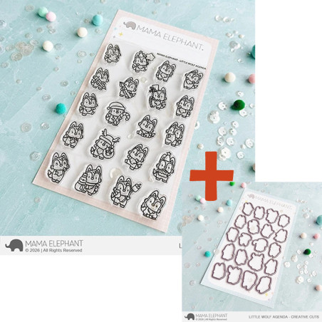 Mama Elephant LITTLE WOLF AGENDA SET Clear Stamp + CUTS