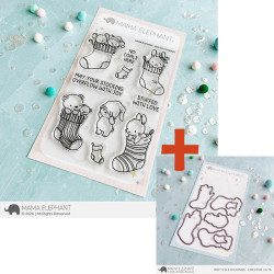Mama Elephant KNITTED STOCKINGS SET Clear Stamp + CUTS