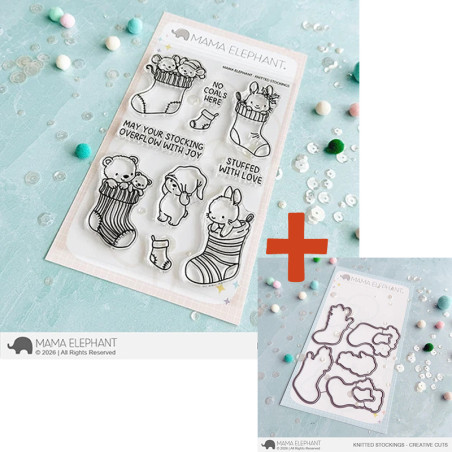 Mama Elephant KNITTED STOCKINGS SET Clear Stamp + CUTS