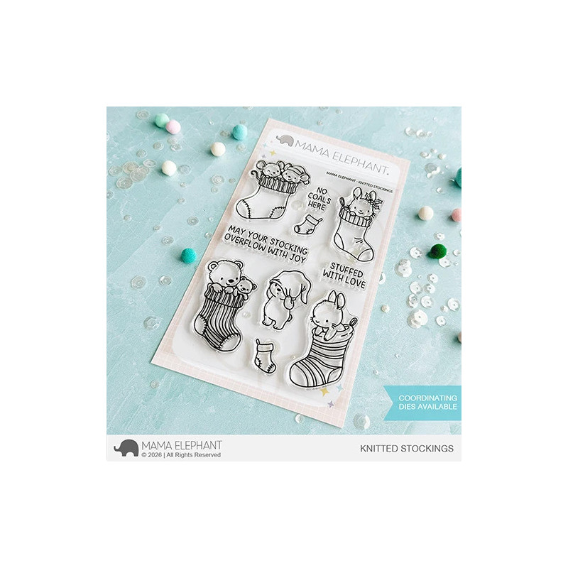 Mama Elephant KNITTED STOCKINGS Clear Stamp