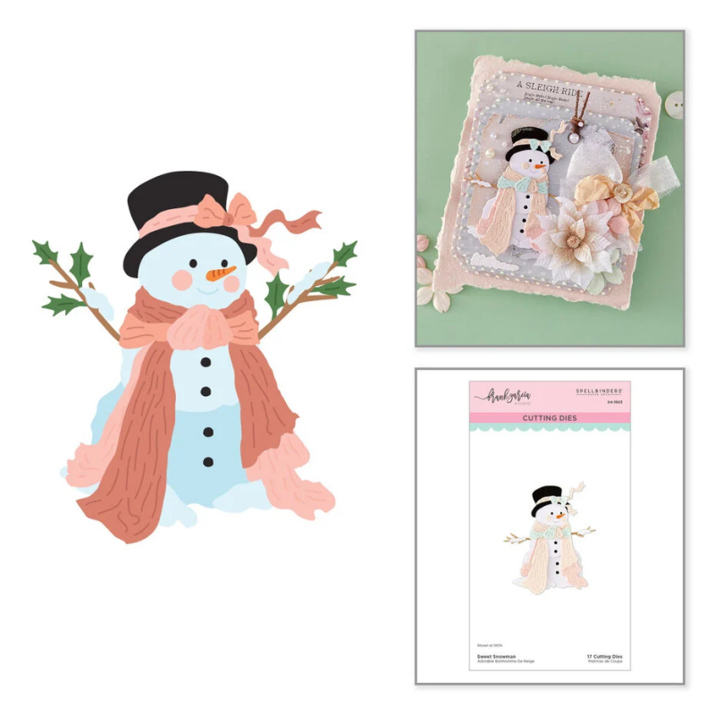 Spellbinders Christmas Blush Etched Dies Sweet Snowman by Frank Garcia