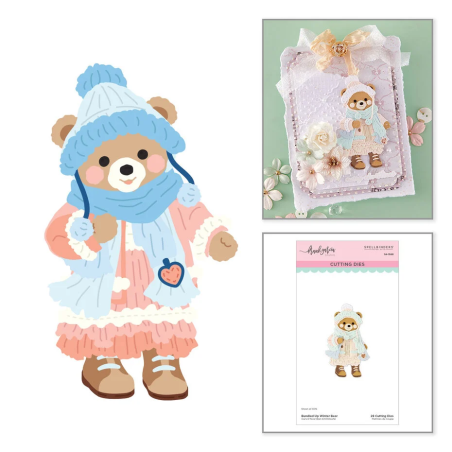 Spellbinders Christmas Blush Etched Dies Bundled Up Winter Bear by Frank Garcia