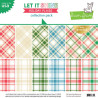 LAWN FAWN Let It Shine Holiday Plaids Paper Pack 30x30m CON FOIL ORO