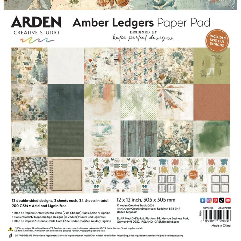 ARDEN Creative Studio Amber Ledgers Paper Pad 30x30cm by Katie Pertiet