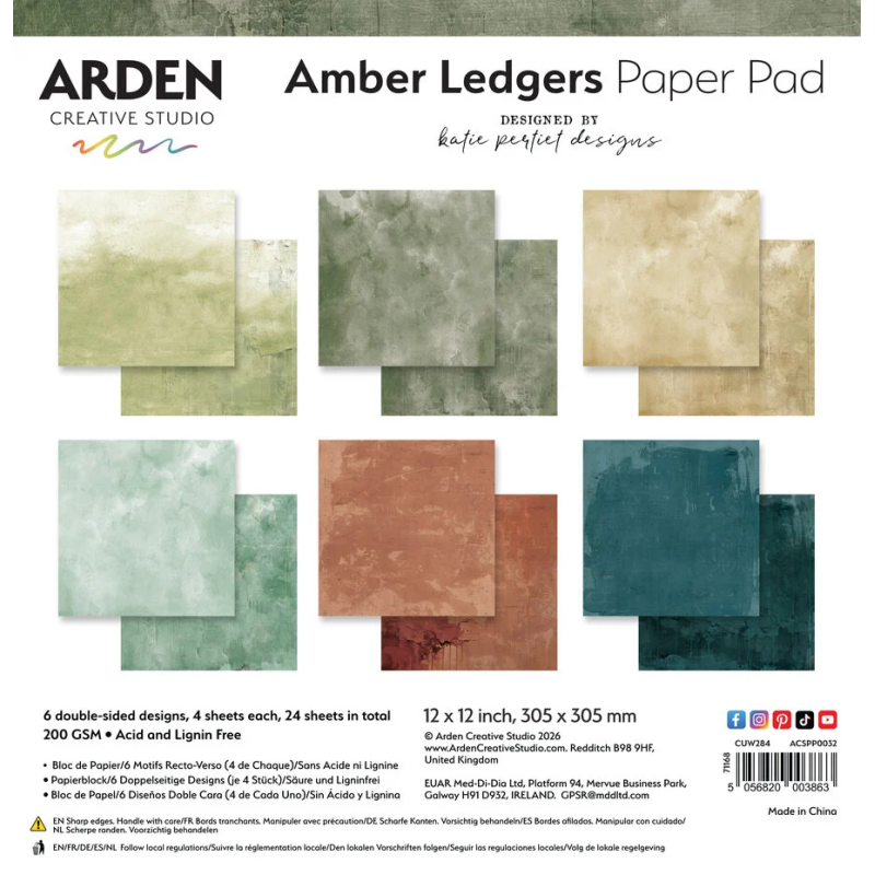 ARDEN Creative Studio Amber Ledgers SOLIDS Paper Pad 30x30cm by Katie Pertiet