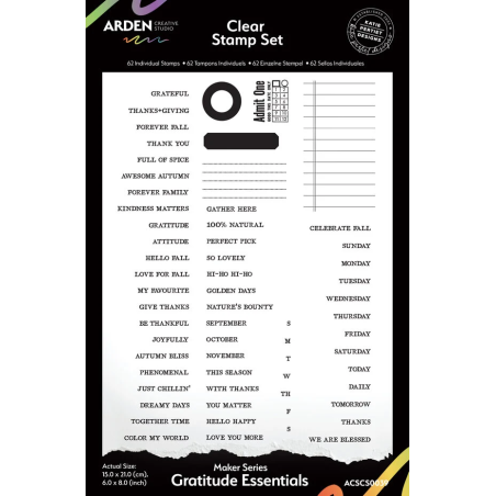 ARDEN Creative Studio Maker Series Clear Stamp Set Gratitude Essentials by Katie Pertiet