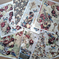 Ciao Bella BOHEMIAN BURGUNDY A5 Rice Paper Mixed 8fogli
