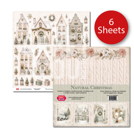 Craft&You Natural Christmas Paper Set 6FOGLI 30x30cm
