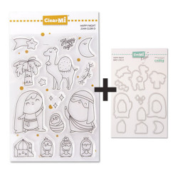 SET Timbro Clear-Mi 2549-CLEM-D + FUSTELLE 88491-CML-D Happy Night