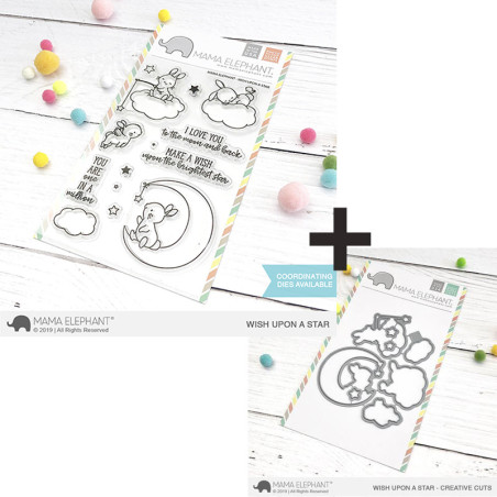 SET Mama Elephant WISH UPON A STAR timbro + fustelle
