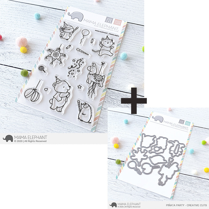 SET Mama Elephant PIÑATA PARTY fustelle + timbri